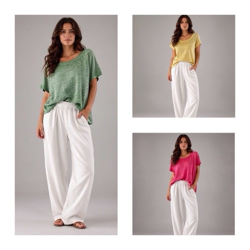 Damen leinen shirt gelb - leinen, t-shirt