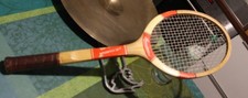 DDR Germina Hurrikan Tennisschläger, Hoz Hickory Spoli Racket GUT Antiquität