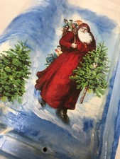 Weihnachten Deko Dachziegel Nikolaus Santa Claus Serviettentechnik Schneeland