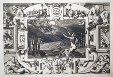 Kupferstich, Medea und ihr Drachenwagen, L. Thiry/ R. Boyvin,1563, R.-D. 56
