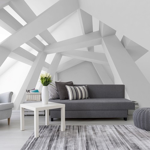 Architektur grau weiß vlies - weiß,