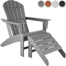 Gartenstuhl mit Fußablage Adirondack Stuhl Sessel Deckchair Fußstütze Holzoptik