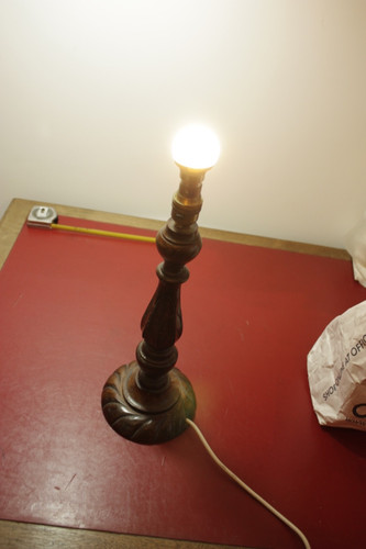 Lampenfuß vintage eichenholz - lampenfuß,
