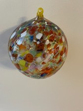 Glaskugel zum Hängen, mundgeblasen, Fenster Dekoration, Ø 16cm, orange, gelb, bl