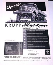 KRUPP LKW-Werbe-Flyer "Allrad-Kipper", zur IAA 1957, selten, ca. 30 x 21 cm