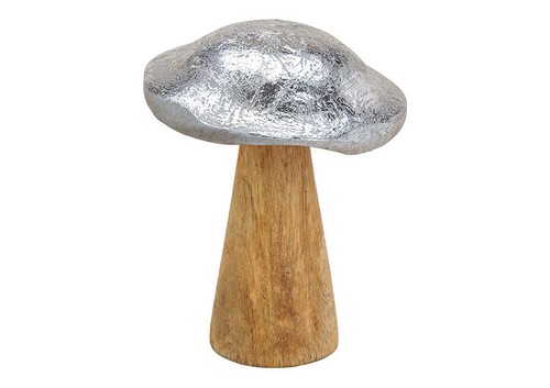 Dekopilz holz natur silber - holz, natur/silber
