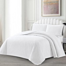 Tagesdecke Set Ezgi Überwurf Decke 3-Teilig 240 x 250 cm , 2-Personen Weiss