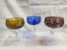 3 farbige Bleikristall-Sektschalen Römer Überfang - VEB Lausitz Kristall - DDR