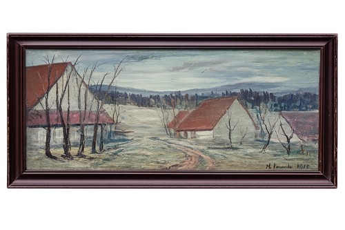 öl auf holz - holz, signiert