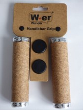 Fahrradgriffe Kork Rund Schraubgriff Lenker Griffe Alu-Silber 130/130mm Cork (8)