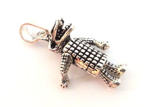 Kette Silber 925 mit ausgefallenem Anhänger Krokodil beweglich Silber 925