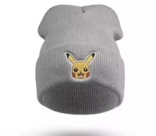 Pokemon Pikachu Wintermütze Grau Anime Winter Geschenk gestricktes Logo Mütze