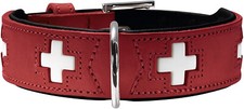 Hunter Hunde Halsband Rindsleder Swiss rot/schwarz, Größe 60/M-L, NEU!