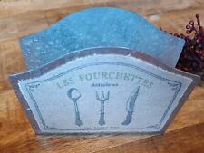 Serviettenhalter Zink / Leinen  Landhaus Shabby Vintage    + NEU +