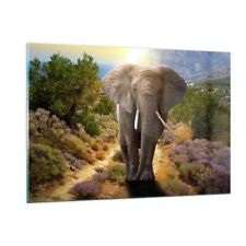 Wandbilder 120x80cm Glasbild Tiere Afrika Elefanten Spaziergang XXL Bilder