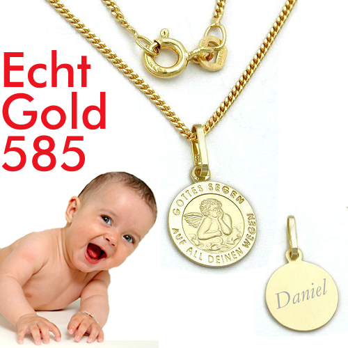 Echt gold 585 schutz engel - gold,