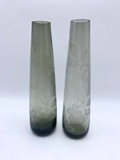 2 Vasen Rauchglas Vintage
