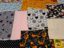 großes Stoffpaket 18Stoffreste Baumwolljersey + Bündchen zum Nähen / Patchen neu