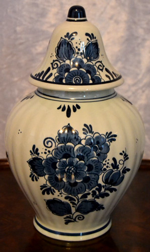 Deckelvase delfts blauw - deckelvase,