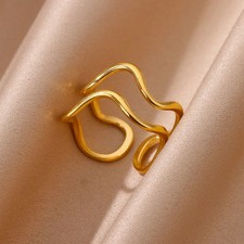 Damen Edelstahl Ring Gold