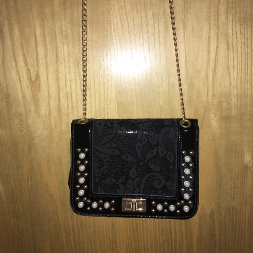 Handtasche schwarz goldlack - handtasche,