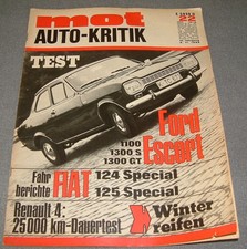 MOT 22/1968 Ford Escort Hundeknochen, Renault 4 Dauertest, Fiat 125 S, 124 S