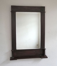 EXTRAVAGANTER SPIEGEL WANDSPIEGEL HOLZRAHMEN BRAUN FACETTENSCHLIFF JUGEND-STIL