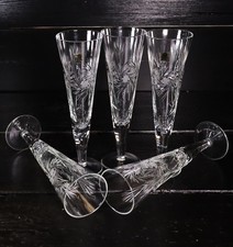 Crystal Sektkelch 5er Set Hand Cut made in Poland, Kristall Sektglas 22,5 cm #T
