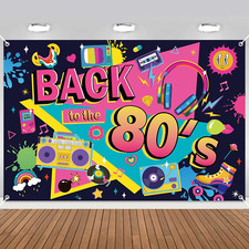 80er Jahre Deko Banner Hintergrund - 80er Thema Party Dekorationen 180 x 120cm 8