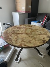 Massiver Onyx-Marmortisch, ca. 1960er Jahre, Ø 110 cm – Nur Abholung