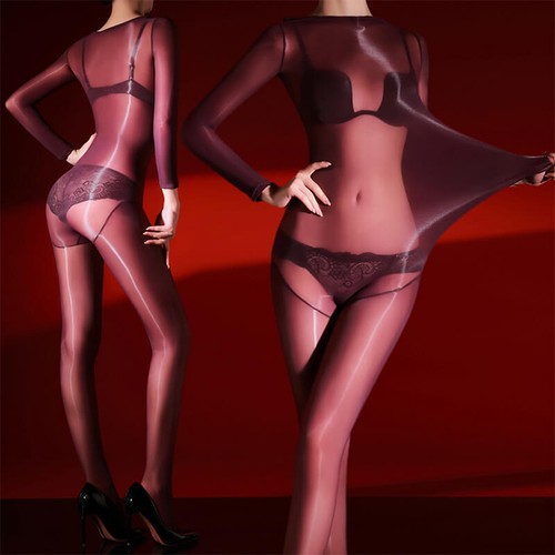 Neu glänzend catsuit langarm - glänzend,