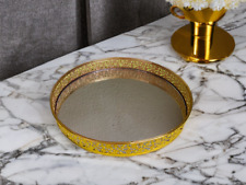 Spiegeltablett Gold 25x4 cm Serviertablett Kerzenteller Metall  Deko Tablett 