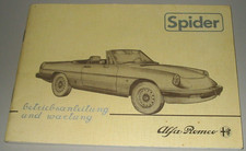 Betriebsanleitung Alfa Romeo Spider Aerodynamica / Gummilippe Buch Stand 06/1984