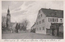 AK Klepzig (Queis) bei Halle a. Saale, Blick n. d. Ev. Kirche mit Pfarrhaus 1920