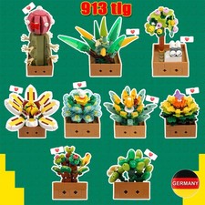 913 Stück Blumen Bausteine Set Sukkulenten Modellsteine Bauspielzeug Baukasten