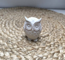 Deko Figur Eule Weiß Handgemacht Süß Geschenk Niedlich Gusskeramik Klein Herbst