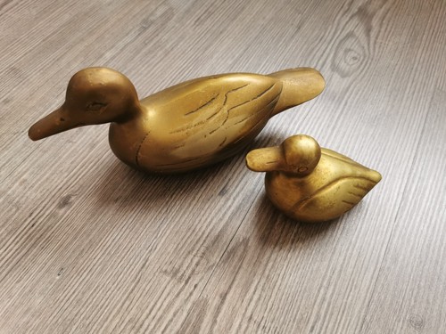 Antik messing figuren enten - messing,