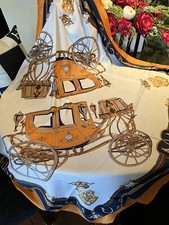 LUXUS RIESEN SEIDENTUCH 130*130•KUTSCHEN•FOULARD LUXUSMARKE STOLA•100%SEIDENFEEL