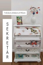 Sekretär Schreibtisch Shabby Redesign Unikat Künstlerin Schmetterlinge Floral