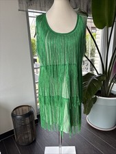 Kleid Charleston Flapper Grün 40 42 L XL 1920er Kostüm Party Fransen
