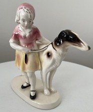 Vintage Mädchen mit Barsoi