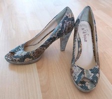 Pumps B.A.Star Damen peep toe  Schlangemuster Ofene High Heels Gr.39 Beige Top 