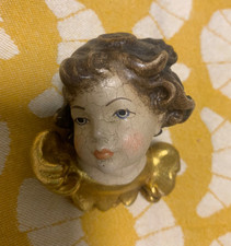 Handgeschnitzte Engelskopf, Putte aus Holz mit Blattgold