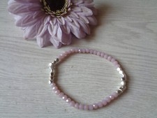 Armband  " kleine Würfelperlen"silber "Glasschliffperlen" zart lila