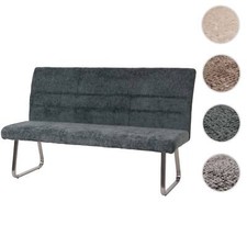Sitzbank HWC-G55, Esszimmerbank Edelstahl gebürstet Stoff Chenille Öko-Tex 160cm