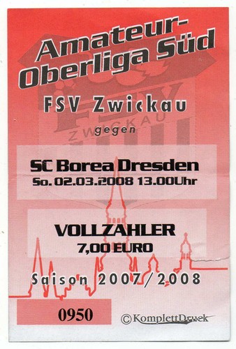 Ticket fsv zwickau - fsv, sc