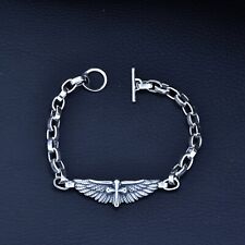 L25 Armband Ankerkette Kreuz mit Flügeln 20 cm Sterling Silber 925