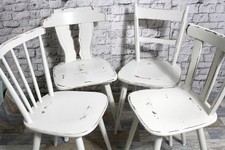 4 x alter Holzstuhl Stuhl Küchenstuhl creme weiß 60er Vintage Shabby Chic Möbel