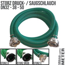 STORZ C D DN38 Ansaug Saug Druck Schlauch 25 32 38 50 mm grün 2 - 25 m Rolle
