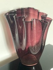 Große Vase Fazzoletto, violettes Glas mit Luftblasen, 29,5 cm